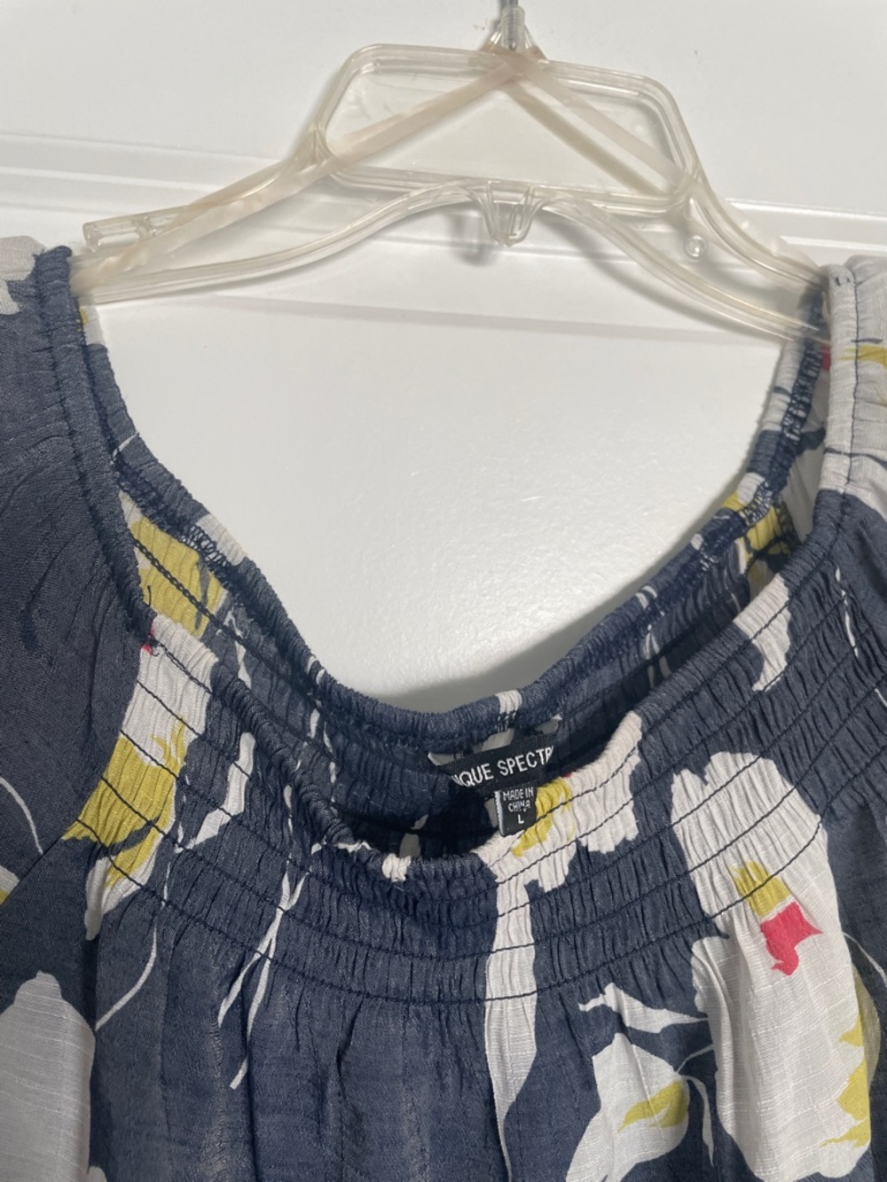 Unique Spectrum Floral Peasant Blouse with White, Yellow & Pink Accents - Picture 5 of 6